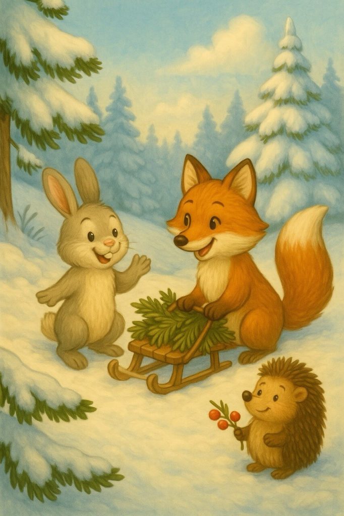 Казка про зиму. Як Зайчик, Лисичка й Їжачок будували хатку 3